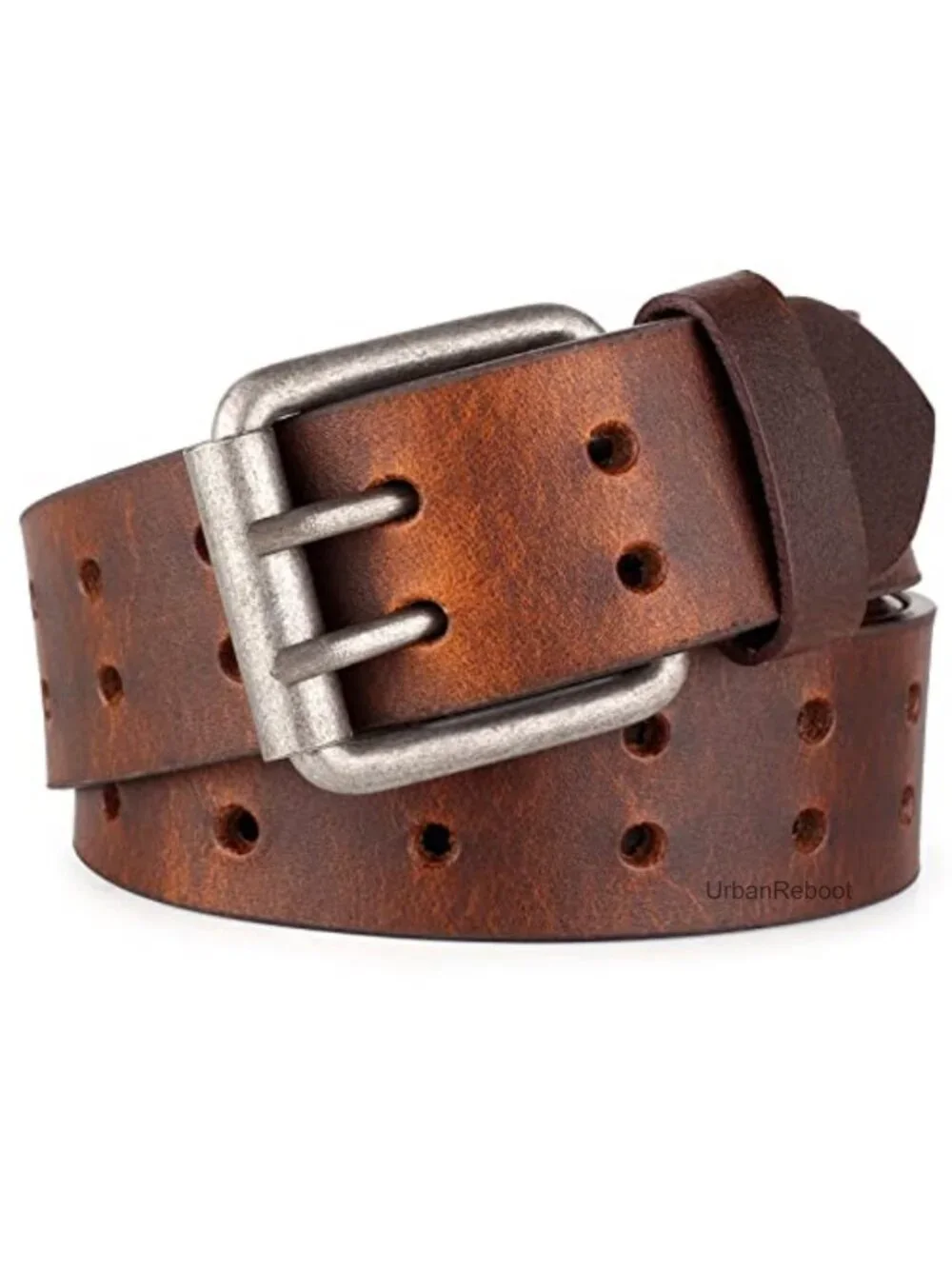 Men's Full Grain Leather Heavy Duty Belt with Steel Roller Buckle